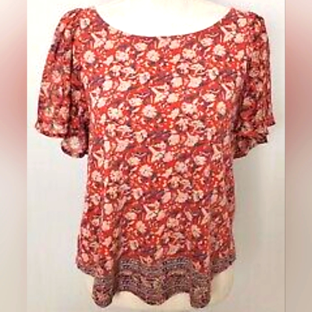 Lucky Brand Cream Puff Sleeve Asymmetrical Blouse